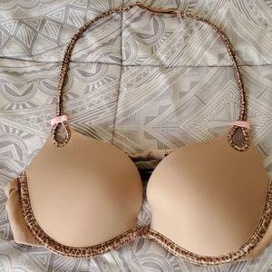 Tan leopard halter bra. Heavy padded